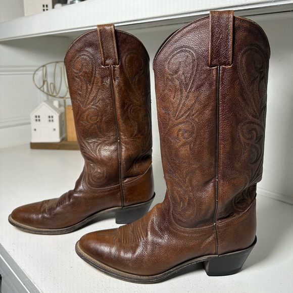 Dan Post Shoes - **SOLD**Vintage Dan Post Women’s 8M Brown Cowboy Boots Classic Western Leather